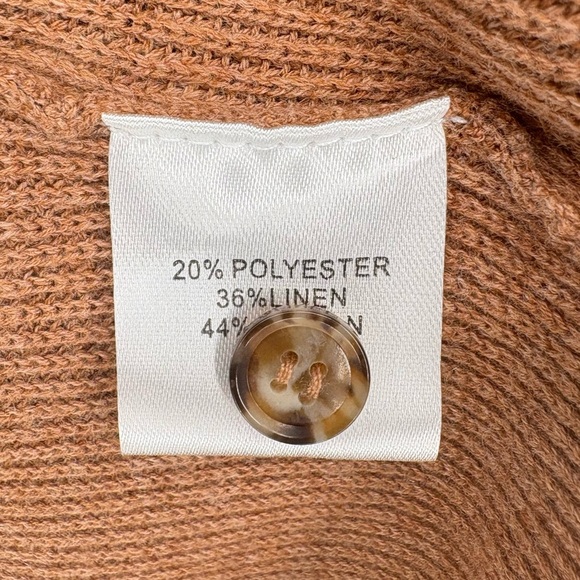 NWT Amour Vert Lily Rib-Knit Cropped Cardigan Sweater | Sz Medium | Camel Tan - Picture 11 of 13